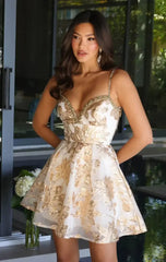 26357 - AVA PRESLEY - EMBROIDERED GLITTER A-LINE DRESS