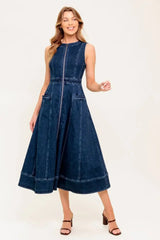RAW BEAUTY - INDIGO SLEEVELESS DENIM DRESS