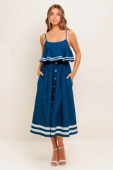 SANDY MIDI DRESS - NAVY