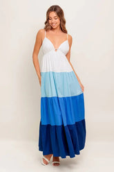 CRUISE MODE MIDI DRESS - BLUE COLOR BLOCK