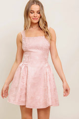 JAX JACQUARD SATIN MINI DRESS - BLUSH