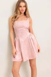 JAX JACQUARD SATIN MINI DRESS - BLUSH