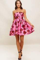 WAVERLY MINI DRESS - PINK FLORAL