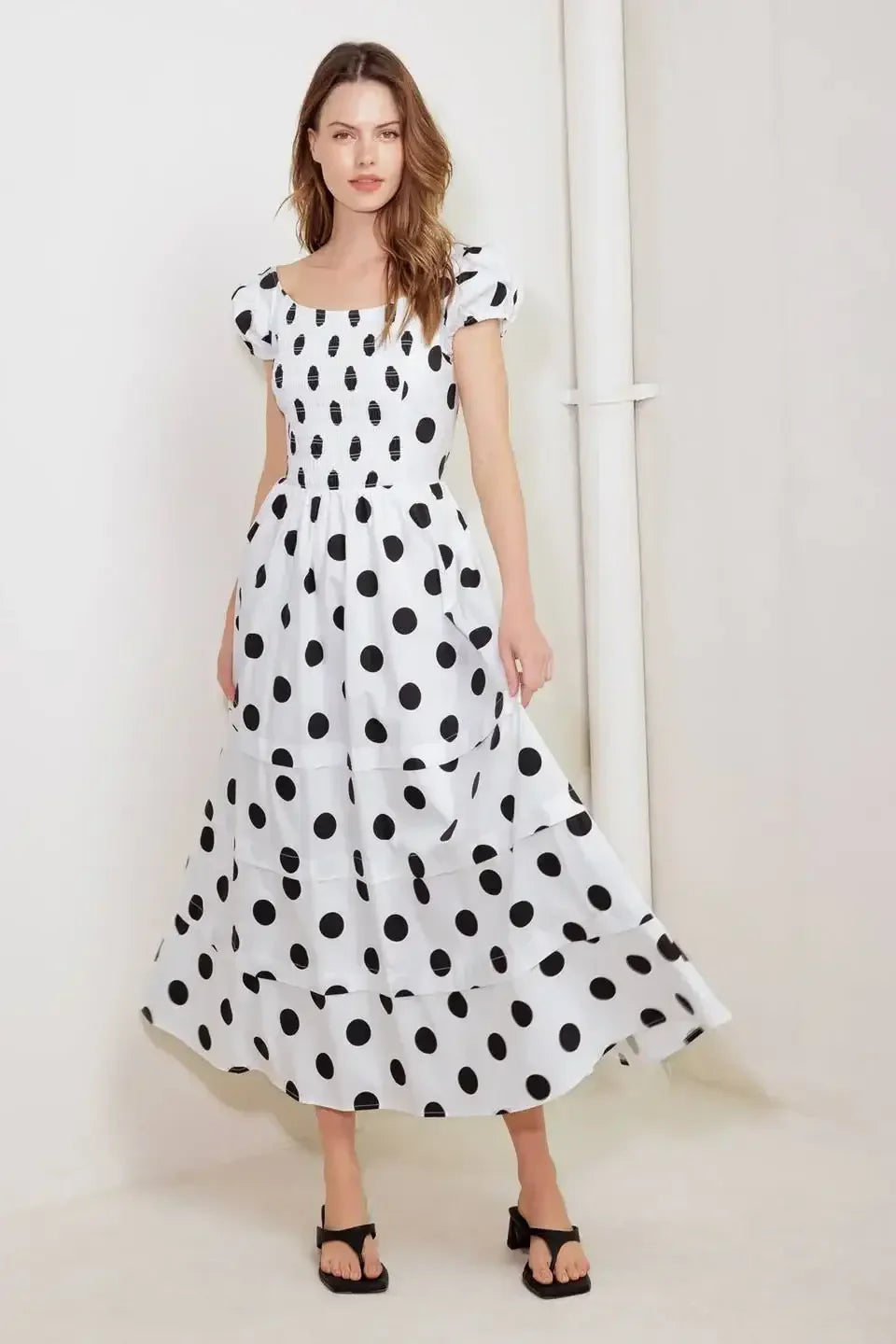 LOGAN POLKA DOT MIDI DRESS