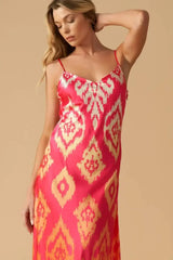 INDIE PINK IKAT SLIP DRESS
