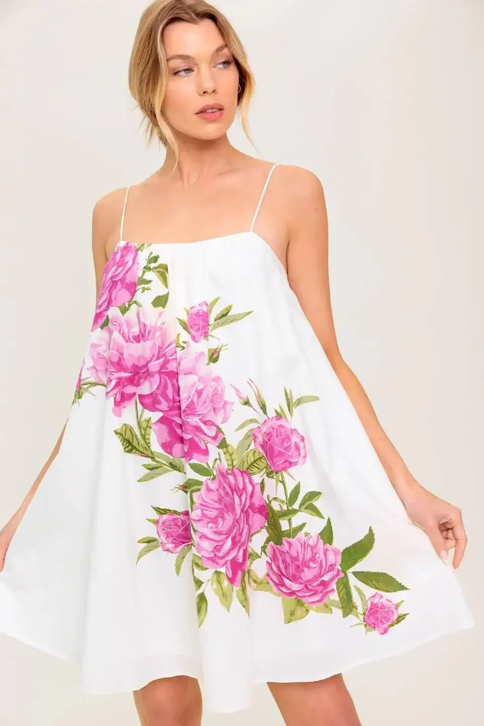 GARDEN WHISPERS - PINK FLORAL SWING DRESS