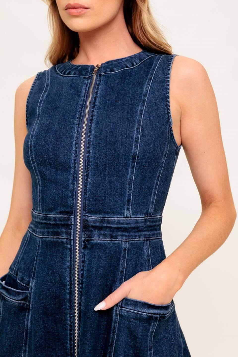 RAW BEAUTY - INDIGO SLEEVELESS DENIM DRESS