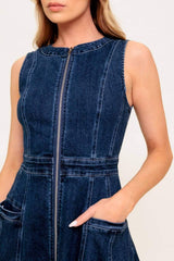 RAW BEAUTY - INDIGO SLEEVELESS DENIM DRESS