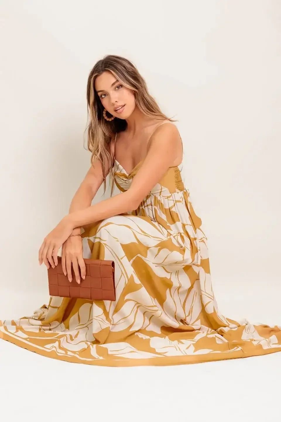 Size Medium, MEREDITH MAXI DRESS - LEAF PRINT - FINAL SALE