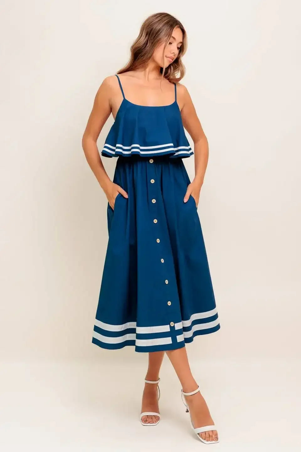 SANDY MIDI DRESS - NAVY